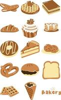 Yummy Choco Bakery Illustration Set vector