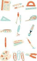 Bright and Cute Stationery Illustration Set vector