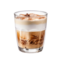 AI generated ice coffee. cocktail with cold coffee, milk and ice. isolated png
