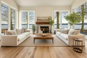 AI generated loft luxury living room photo