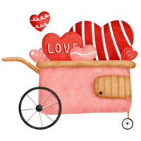 vagn med valentine hjärtan och en korg png