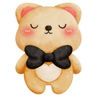 ein süß Teddy Bär mit ein Bogen Krawatte auf es ist Kopf png