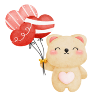 valentine's day teddy bear with heart balloons png image