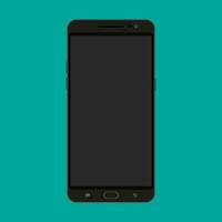 Black modern touch screen smartphone. vector illustration in flat style on green background