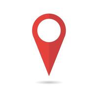 Red geo pin as logo with copy space on white. Geolocation and navigation. Icon for mobile and electronic devices, web design, infographic elements, presentation templates. vector