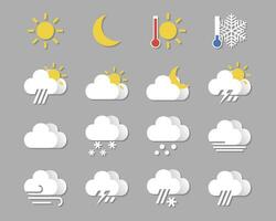 Weather icons set in flat style. template for mobile devices, web design. vector illustration