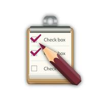 Pencil with notepad with checkboxes vector illustration