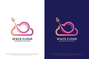 espacio nube logo diseño único concepto prima vector