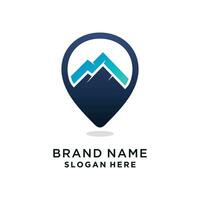 Location logo design with mountain unique concept Premium Vector