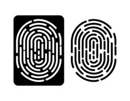 Black and white fingerprint. Identification and authorization system. Fingerprint for id, passport, applications. Simple finger print icon. Vector illustration