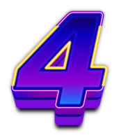 Neon Light  Alphabet Number 4 png