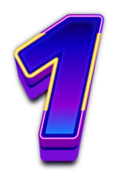 Neon- Licht Alphabet Nummer 1 png