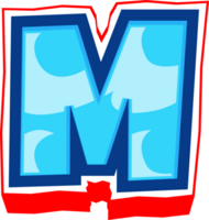 Blue Ocean Comic Bold Alphabet Letter M png