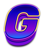 neon ljus alfabet brev g png