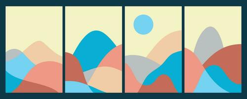 Mountain colors, translucent waves, sunset, abstract glass shapes, modern background, design vector illustration