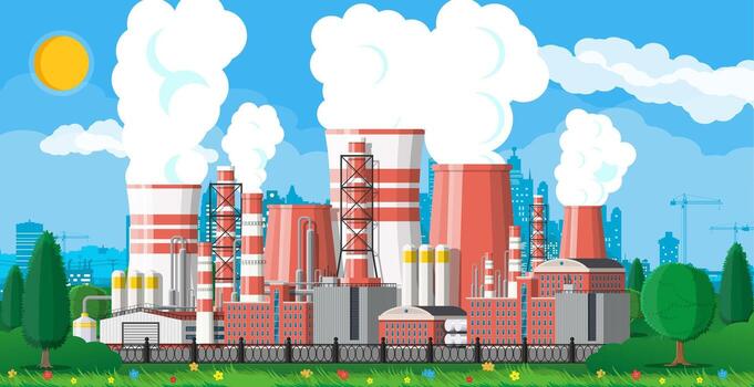 industrial fábrica, poder planta. vector