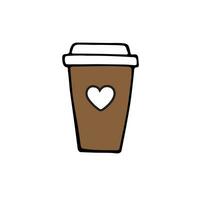 Vector hand drawn doodle colored take away coffee