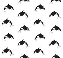 Vector seamless pattern of hand drawn killer whale