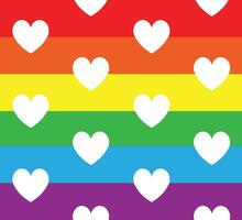 Vector seamless pattern of lgbt rainbow flag heart