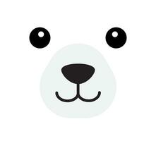 Vector flat cartoon polar bear face