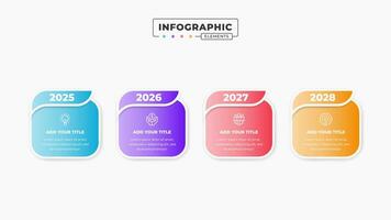 Business timeline infographic elements with 4 steps or options vector