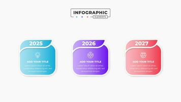 Business timeline infographic elements with 3 steps or options vector