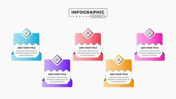 Presentation infographic template with 5 steps or options vector