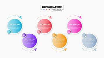 Process infographic presentation template with 6 steps or options vector