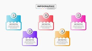 Presentation infographic template with 5 steps or options vector