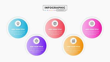 Circle infographic presentation template with 5 steps or options vector