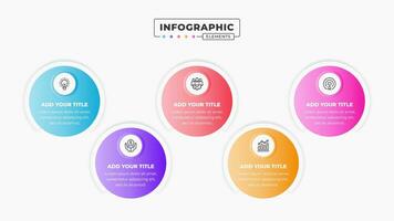 Circle infographic presentation template with 5 steps or options vector