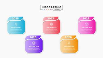 Timeline infographic presentation template with 5 steps or options vector