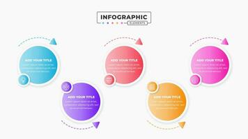 Process infographic presentation template with 5 steps or options vector