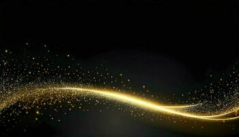 AI generated Abstract elegant gold glowing line with lighting effect sparkle on black background. Template premium award design. Vector illustration photo