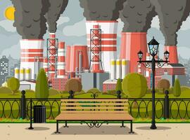 Factory building and city park. vector