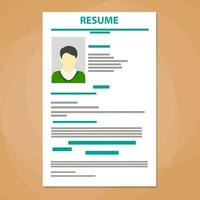 Human resources management concept, searching professional staff, analyzing resume papers, work. vector illustration in flat design on brown background