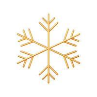 3D Golden Chrome Snowflake Isolated on White vector