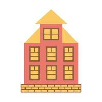 Cute pastel scandinavian house. Dutch canal home. Traditional architecture of Netherlands, Belgium and Amsterdam. Hand drawn vector illustration isolated on white background.