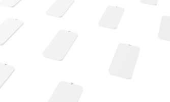 3D rendering top view white smartphone isolated PNG background. illustration Minimalist modern mockup smartphones for presentation, display, information. Realistic Digital device