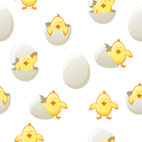 Seamless drawing with Easter eggs and chicks on a transparent background png