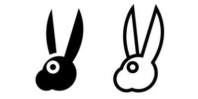 rabbit icon, sign, or symbol in glyph and line style isolated on transparent background. Vector illustration