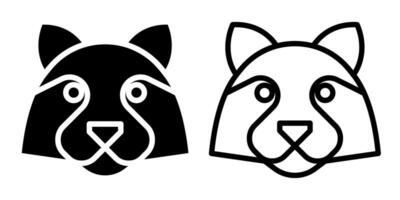 raccoon icon, sign, or symbol in glyph and line style isolated on transparent background. Vector illustration