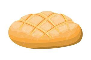 Loaf of wheat toast bread. Grain bread roll. Baked food. Baguette. Bakery shop. Vector illustration in flat style