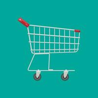 Empty supermarket shopping cart. vector illustration in flat style