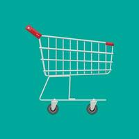 Empty supermarket shopping cart. vector illustration in flat style