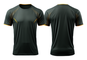 ai généré foncé vert des sports T-shirt, Jersey modèle conception avec de face et retour vues, généré ai png