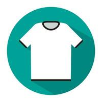 Simple white tshirt icon with long shadow, vector illustration in flat style