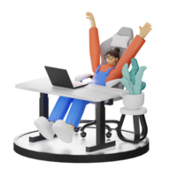 A Teenage Girl's Journey in 3D Illustration at the Computer Desk png