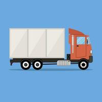 small modern cargo truck for transportation. vector illustration in flat style on blue background