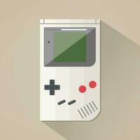 Old retro game hand console Gadget. vector illustration in flat design on brown background with long shadow